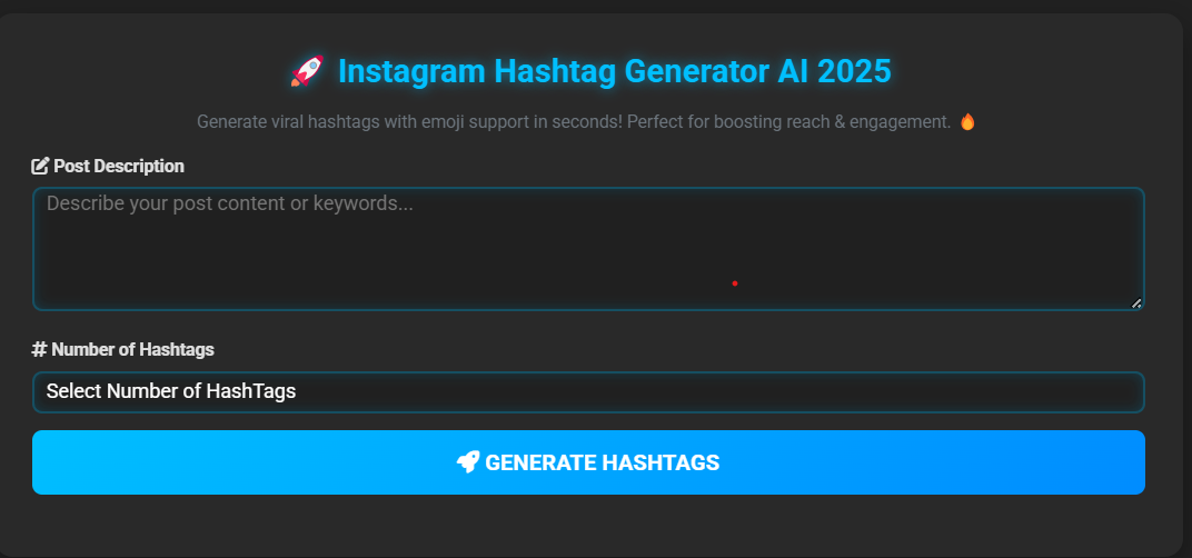 AI Hashtag Generator Interface