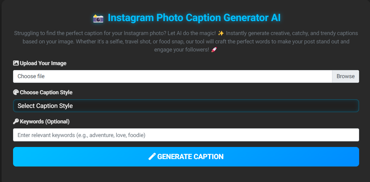 AI Instagram Caption Generator From Photo