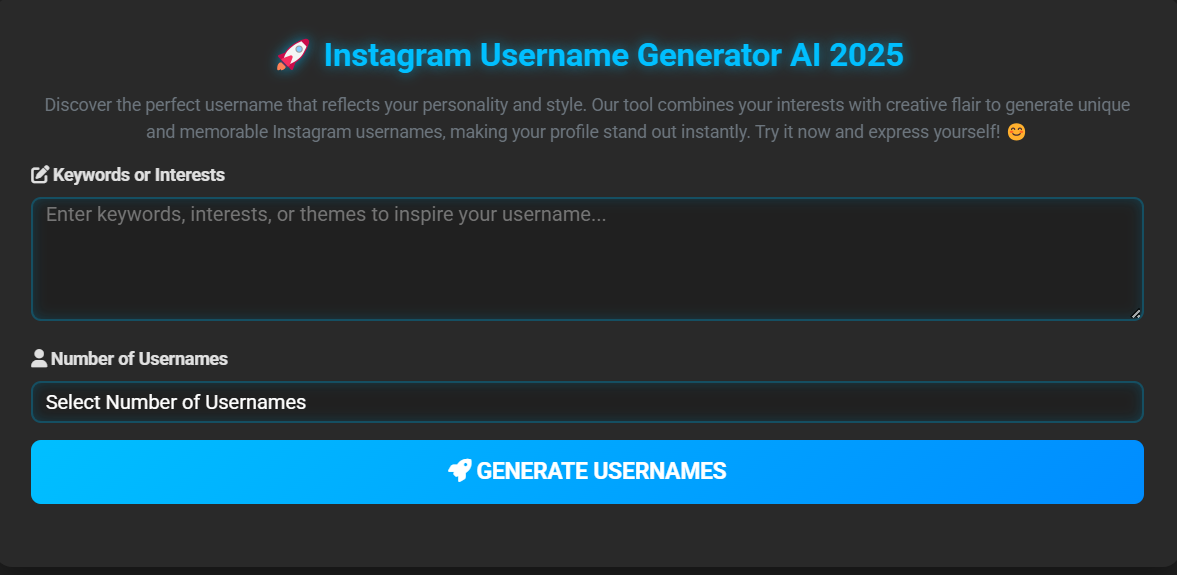 Instagram Username Generator AI